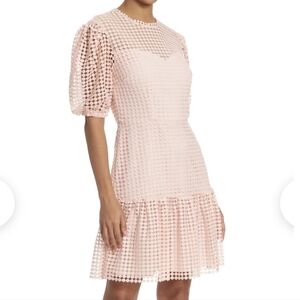 DONNA MORGAN IMANI CROCHET / EYELET MINI DRESS LIGHT PINK